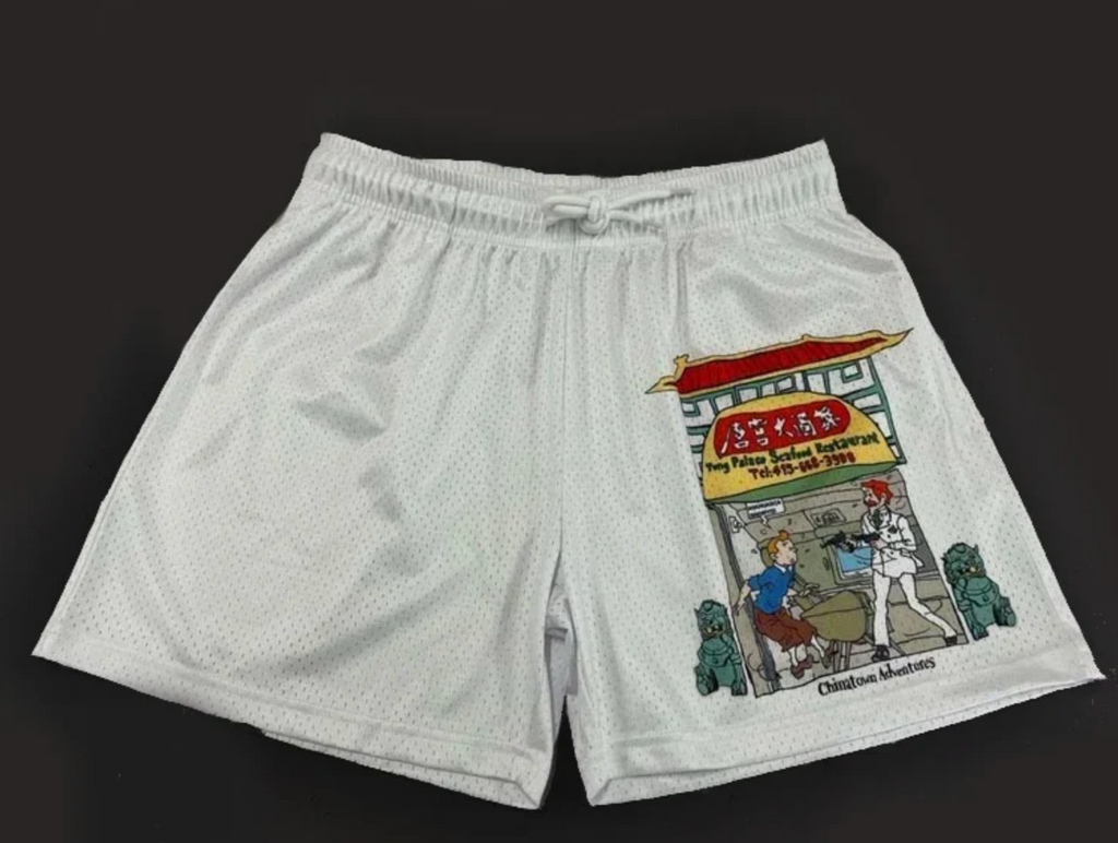 Tintin x Chinatown White Mesh shorts