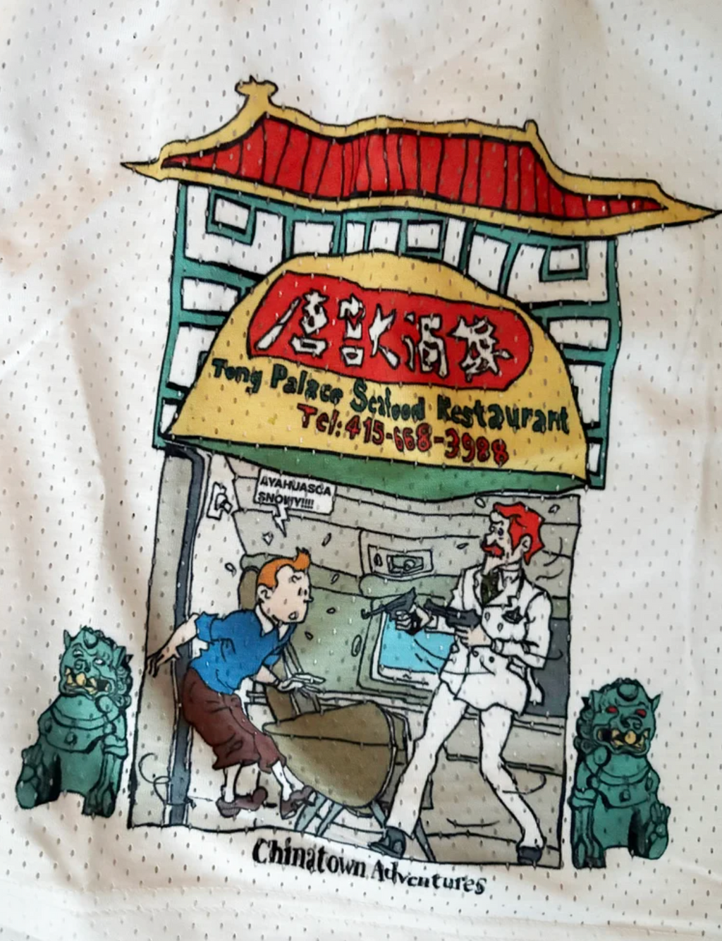 Tintin x Chinatown White Mesh shorts