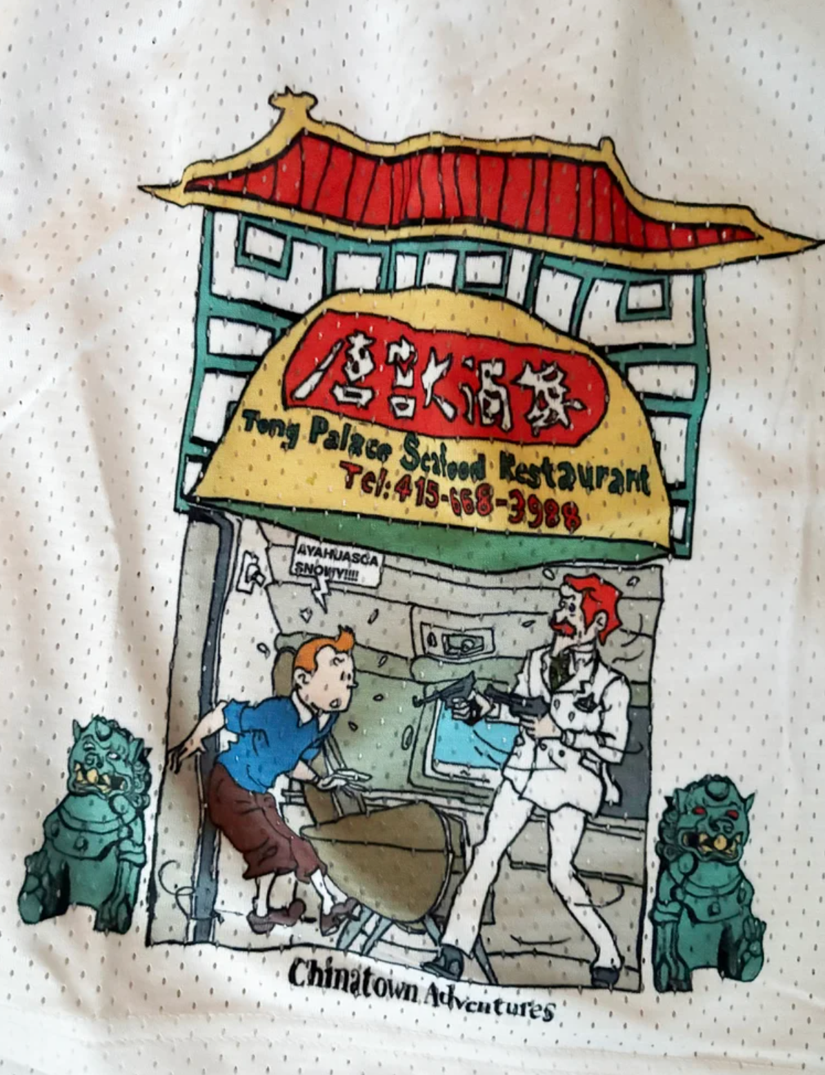 Tintin x Chinatown White Mesh shorts